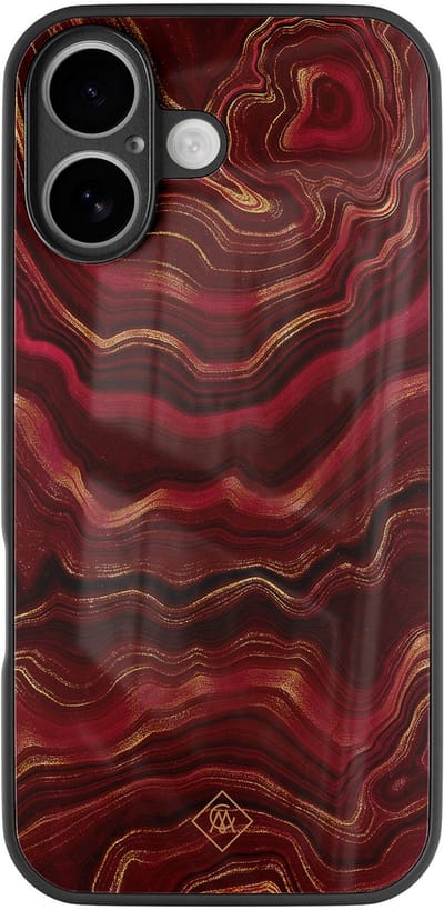 Casimoda® hoesje - Geschikt voor iPhone 17 - Agate Rood - Luxe Hard Case Zwart - Backcover telefoonhoesje - Rood