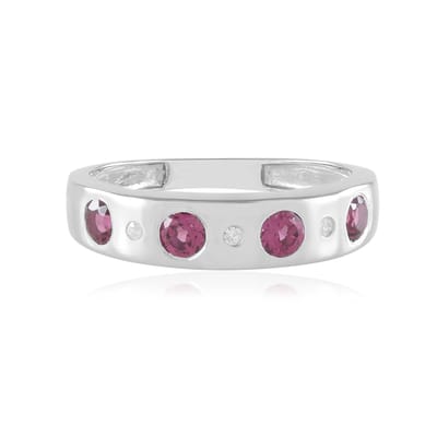 Cavill - Zilveren ring met rhodolieten en zirkonen - 925 Sterling Zilver Platina gecoat - 0,613 ct rhodoliet ring elegant roze flush gezet