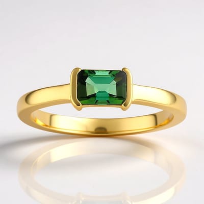 Cavill - Vergulde 925 Sterling Zilveren Ring met Braziliaanse Achthoekige Indigoliet 0,469 ct - Elegante Damesring - Verfijnde Edelsteenring