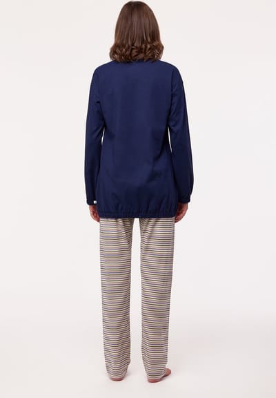 Woody pyjama meisjes/dames - donkerblauw - kalkoen - 232-10-BSL-S/839 - maat 104