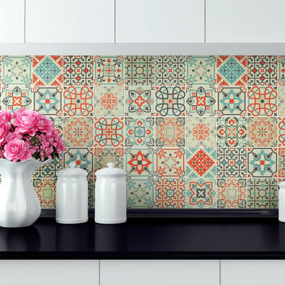 Zelfklevende tegelmuurstickers voor keuken en badkamer - 30 Verona Azulejo tegelstickers - 30 stickers 20x20cm