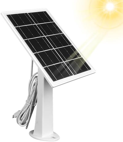 Zonnepaneel Camera - Solar Charger - Buitenstroom Voorzien - 360 Graden Verstelbaar - 3.6W 5V - Wit