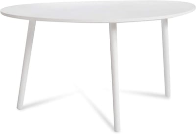 Bijzettafel Nievorm - Salontafel Woonkamertafel - Decoratief Plaatsen - Driepotig Houten Frame - 84x50x43.5 cm - Wit