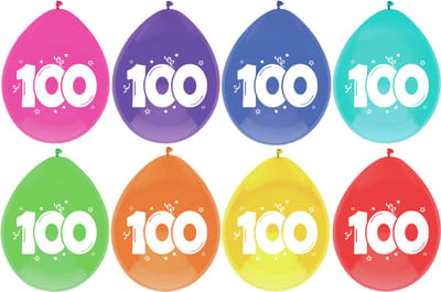 Haza Ballonnen - 100 jaar - leeftijd verjaardag - 6 stuks - 29 cm - versiering