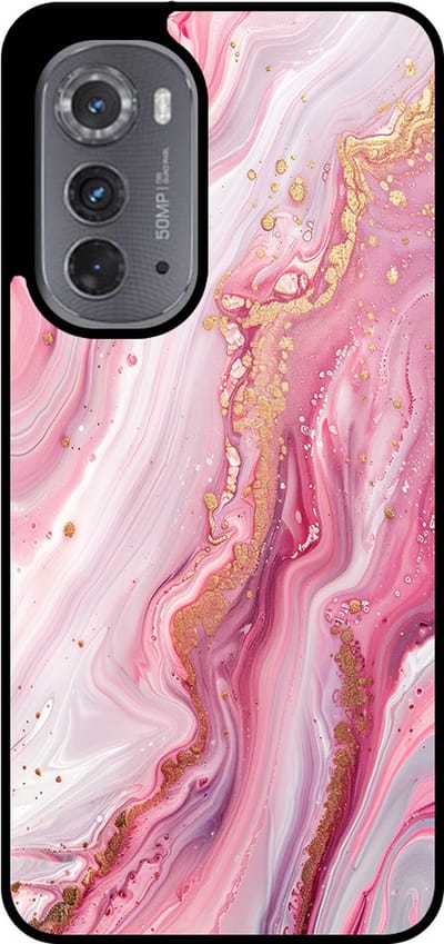 Smartphonica Telefoonhoesje Geschikt voor Motorola Edge 2022 met marmer opdruk - TPU backcover case marble design - Roze geschikt voor Motorola Edge 2022