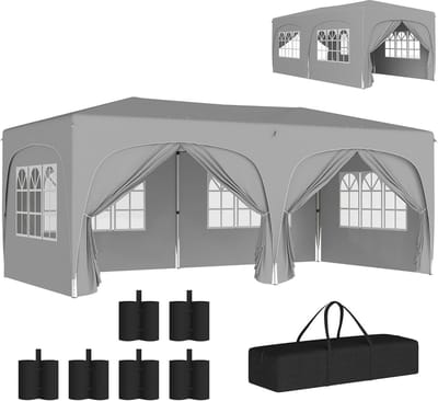 Opvouwbaar Tuinpaviljoen 3x6 m met UPF50+ Bescherming - Perfect voor Camping, Festivals en Terras