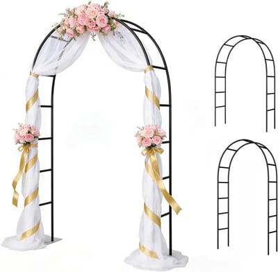 Metalen Prieel - Tuinboog Pergola - Bruiloft Decoratie - Voor Klimplanten - 240 cm Hoog - Zwart