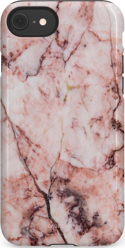 Casetastic hoesje geschikt voor Apple iPhone SE / Apple iPhone 7 / Apple iPhone 8 - Dubbellaagse bescherming - Koraalrif Marmer - Fashion Case - Lichtroze Perzik