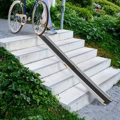 ACXIN Opvouwbare Aluminium Rolstoelhelling 7FT – Uitschuifbare Telescoopramen voor Trappen, Max. Draagvermogen 300 kg, Verstelbare Ramp 121–213 cm