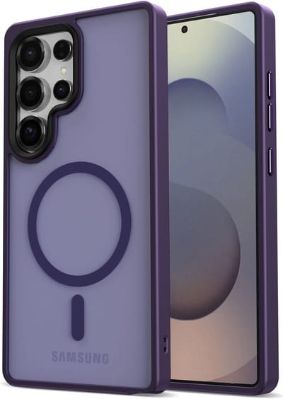 Hoesje Geschikt voor Samsung Galaxy S25 Ultra - Compatibel met MagSafe en MagSafe - Matte Beschermhoes - Back Cover met Magneet - Paars