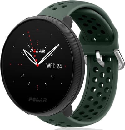Siliconen sport bandje met gaatjes - Geschikt voor Polar Ignite / Ignite 2 / Ignite 3 / Polar Pacer / Polar Unite bandje - Sport bandje - Legergroen