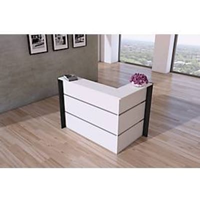 Hoekbalie Faro, melamine gecoat, ABS randen, B 1500 x D 950 x H 1080 mm, wit