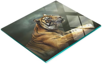 Multifunctionele decoratieve snijplank van gehard glas met tijgerprint, 60x52 cm