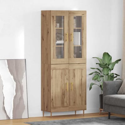 vidaXL - Highboard - 2 - st - Artisan - Eiken - 69,5 - x - 34 - x - 180 - cm - Bewerkt - hout