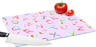 Glazen Snijplank - 39x28 - Alfabet - Letters - Patroon - Snijplanken Glas