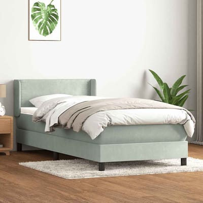 vidaXL - Boxspring - met - matras - fluweel - lichtgrijs - 80x220 - cm