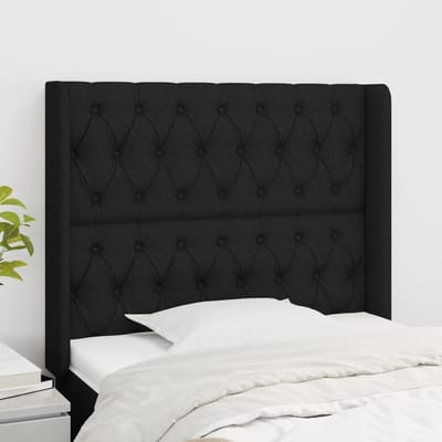 vidaXL - Hoofdbord - met - randen - 93x16x118/128 - cm - stof - zwart