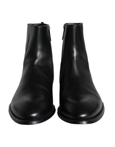 Dolce & Gabbana Zwarte Kalfsleren Heren Enkellaarsjes Heren Schoenen