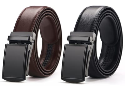 Heren Riem - 2 stuks - Leren Riem - Verstelbaar - Cadeau Mannen -inkortbaar - cadeau man - koe leer - Zonder Gaatjes - 130cm