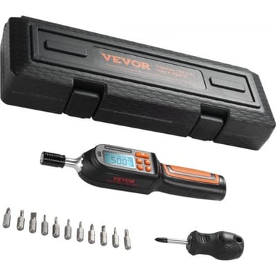 VEVOR 1/4" aandrijfmomentschroevendraaier-sleutelset, 0,3-8Nm koppelaanpassingsbereik, stappen van 1 in lb Momentschroevendraaier-schroevendraaierboorset met digitaal display