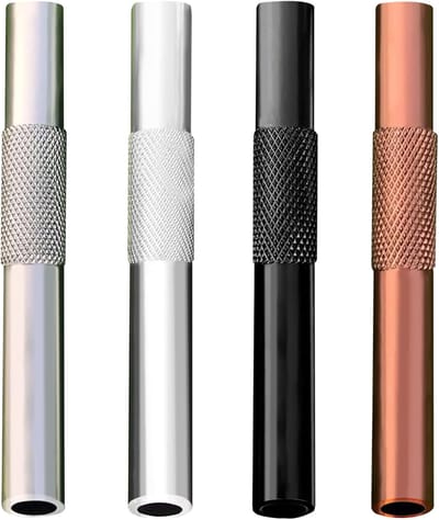 4 Stuks Herbruikbare Metalen Rietjes - Draagbaar Compact - 70*9mm - Roestvrijstalen rietje - herbruikbare - Vaatwasserbestendig - voor picknicks, kamperen, reizen - Bruin, zwart, zilver, gunmetal