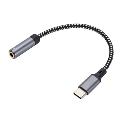 USB-C (type-c) Male naar 3.5MM jack AUX Female - koptelefoon headset adapter kabel met draad - geschikt voor o.a. telefoon en laptop - grijs