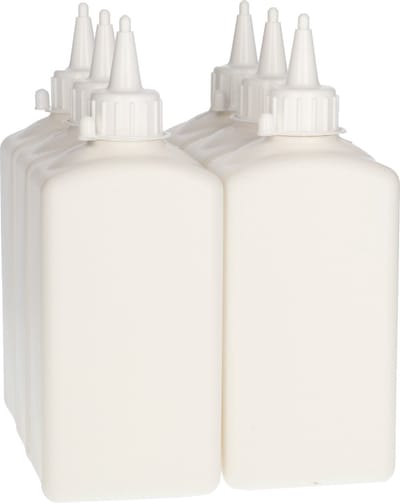 6 x Plastic Fles 500 ml Tuitdop wit - Gerecycled HDPE- Gerecycled HDPE Kunststof - Onbreekbaar - ca. 70% minder Co2 uitstoot door gerecycled materiaal - 6 stuks