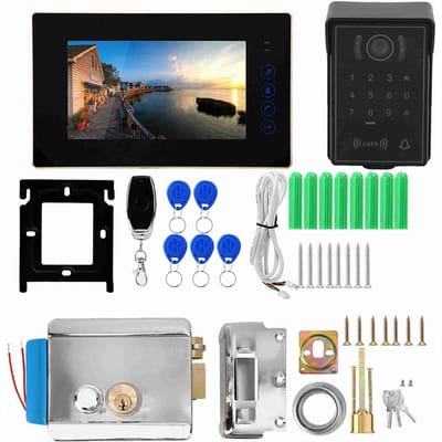 7  Bedraad Touch Toetsenbord Kaart Afstandsbediening Video Deurtelefoon Deurbel met Elektrisch Slot( Mopshond)