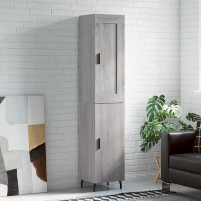 vidaXL - Hoge - kast - 34,5x34x180 - cm - bewerkt - hout - grijs - sonoma - eikenkleurig