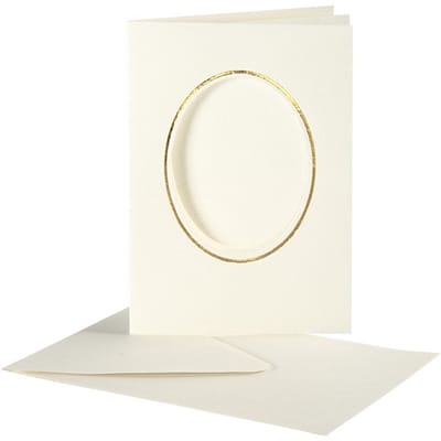 Creativ Company Kaarten & Enveloppen Passepartout Ovaal met Rand 10,5x15 cm Off-white 10 stuks