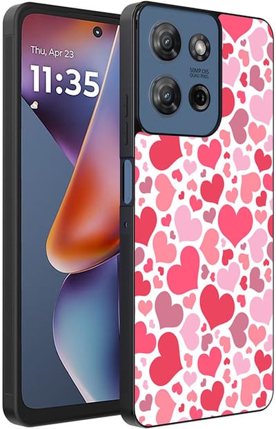 Smartphonica Telefoonhoesje Geschikt voor Motorola Moto G 2025 met Hartjes Print - Hearts Design TPU Backcover Case - Kinder Hoesje met Hartjes Design geschikt voor Motorola Moto G 2025