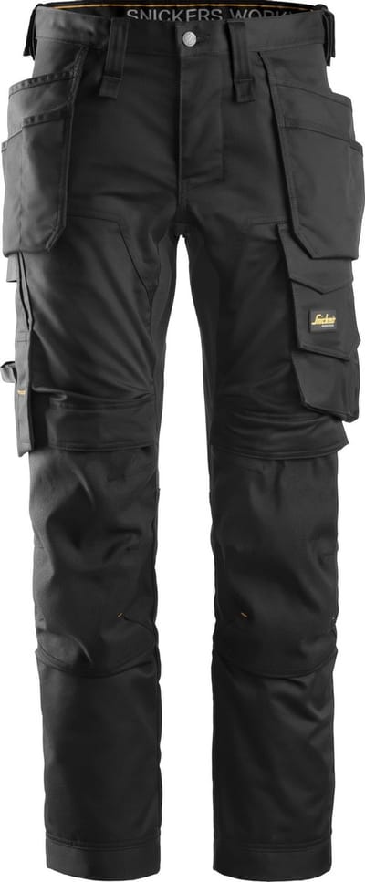 Snickers 6241 AllroundWork, Stretch Werkbroek met Holsterzakken - Zwart/Zwart - 148