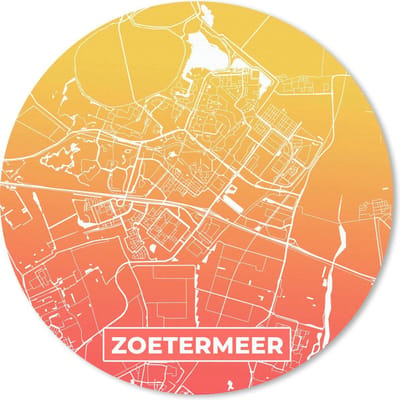 Muismat rond 20x20 cm - Mousepad Stadskaart - Zoetermeer - Nederland - Ronde muismatten