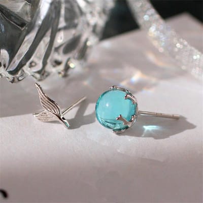Boucles d'oreilles à tige en cristal de sirène à la mode pour femmes, oreille percée de mariage, bijoux de mode créatifs gray
