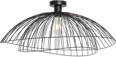 QAZQA pua - Design Plafondlamp - 1 lichts - Ø 66 cm - Zwart - Woonkamer | Slaapkamer | Keuken