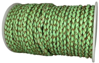 Gevlochten Leren Koord Rond, 10 m x 3 mm - Rond Gevlochten Lederen Koord, Voor Halskettingen, Armbanden, Sieraden, Knutselkralen en Veters (Groen)