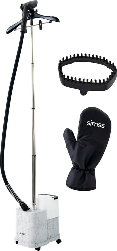 Simss® Prestige MAX - Professionele Verticale Kledingstomer met Kledinghanger - 4L Waterreservoir - 2200W Inclusief Warmtebestendige Handschoen - Mat Marmer Design