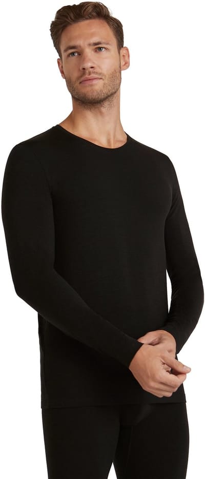 FALKE Daily ClimaWool Crew Neck sneldrogend wol lyocell top van onderlaag heren zwart - maat M