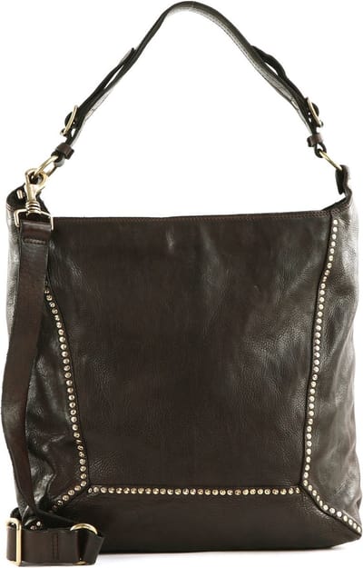 CAMPOMAGGI Leren Schoudertas Kura Shoulder Bag Moro Donkerbruin