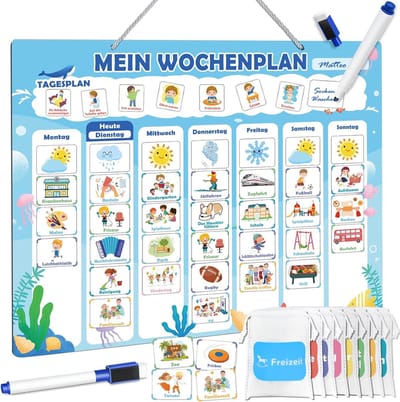 Famanu - Weekplanner kinderen magnetisch – Maat: met magneten en draagtas – routine planner