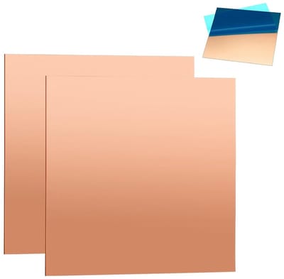 Koperen platen, koperen plaat 1 mm dik, puur koperplaat messingplaat voor metaalbewerking, sieradenproductie, printplaten (100 mm x 100 mm x 1 mm)