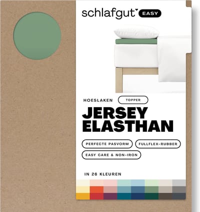 Schlafgut EASY Jersey Elasthan Topper Hoeslaken S - 90x190 - 100x220 665 Green Mid