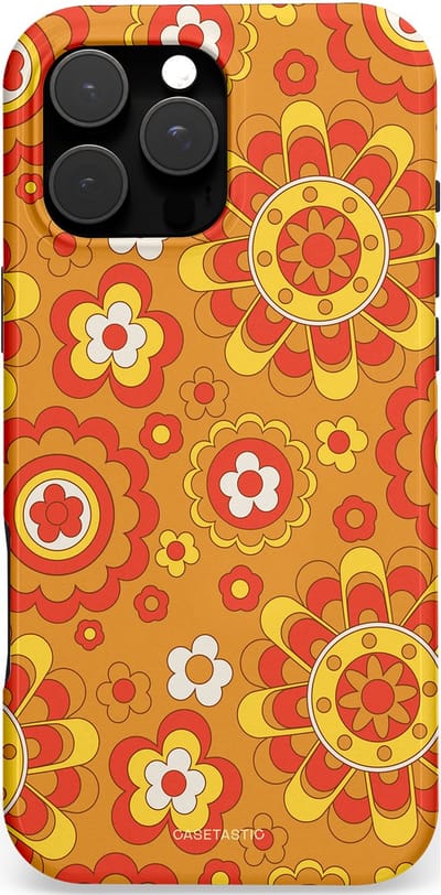 Casetastic hoesje geschikt voor Apple iPhone 16 Pro Max - MagSafe - Dubbellaagse bescherming - Retro droom - Fashion Case - Okergeel Terracotta Rood