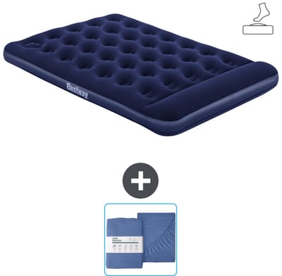 Bestway luchtbed - Twijfelaar - 137 x 191 x 28 cm - Blauw - Inclusief pomp en Hoeslaken