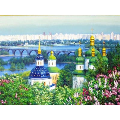 Peinture Diamant Point de Croix Paysage Décoration Intérieure Mosaïque Diamant Église Broderie Diamant 20X30CM gray