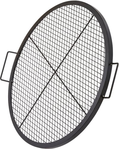 30 inch Ronde X-Marks Vuurkorf-Grillrooster Zwart, Robuust Staal, Draagbaar met Handvat voor Kamperen, Barbecueën, Buitenfeesten