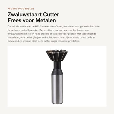 Dailygoods- Zwaluwstaart Cutter HSS - Rechte Schacht - Frees voor Gietijzer/Koolstofstaal - Dubbelzijdige Snijrand - Snijder Diameter 10-30mm - Precisie Geslepen Gereedschap