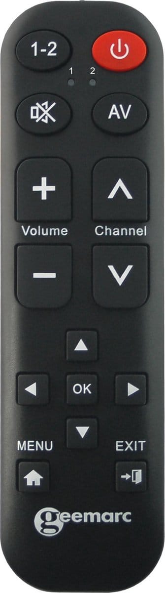 GEEMARC TV15 Zeer simpele TV-AFSTANDSBEDIENING met 8 toetsen en Menu / Navigatieknoppen