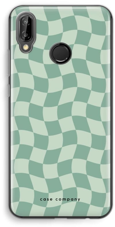 Case Company® - Hoesje geschikt voor Huawei P20 Lite hoesje - Grid Groen - Soft Cover Telefoonhoesje - Bescherming aan alle Kanten en Schermrand