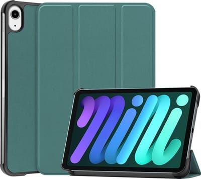 Hoes - Geschikt voor Apple iPad Mini 6 (2021) - 8.3 inch - 6e Generatie - Dun & Stevig - Trifold Bookcase - Hard Cover - Hardcover Book Case - Tablet Hoesje - Donkergroen